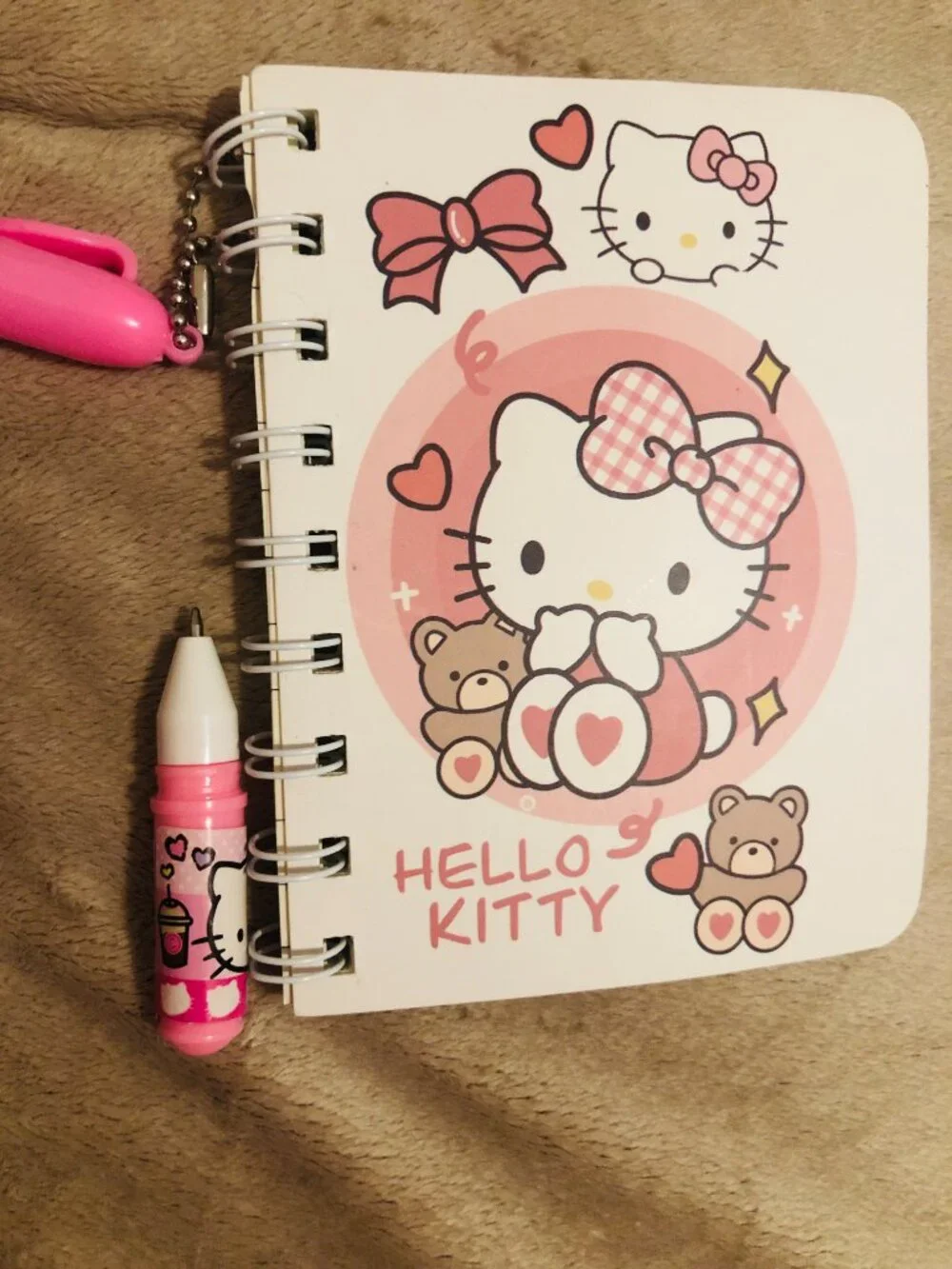 MINI Hello Kitty Spiral Journal Notepad & Keychain Ballpoint Pen Set, Stationery